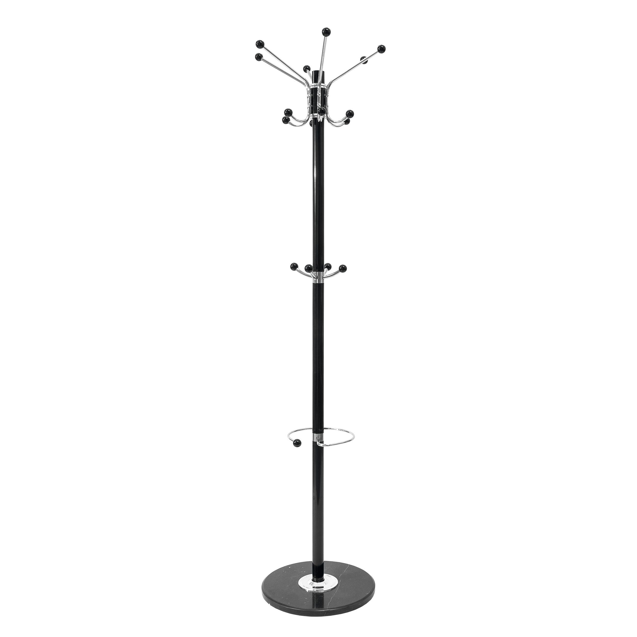 VESTIAMO CASA - Appendiabiti da terra in metallo Nero con 17 ganci - h175 cm diametro 36,5 cm
